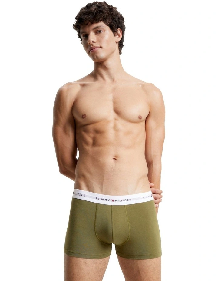 Signature Organic Cotton Essentials Trunks Pack of 3 in Navy/White/Grey/Roug image 2