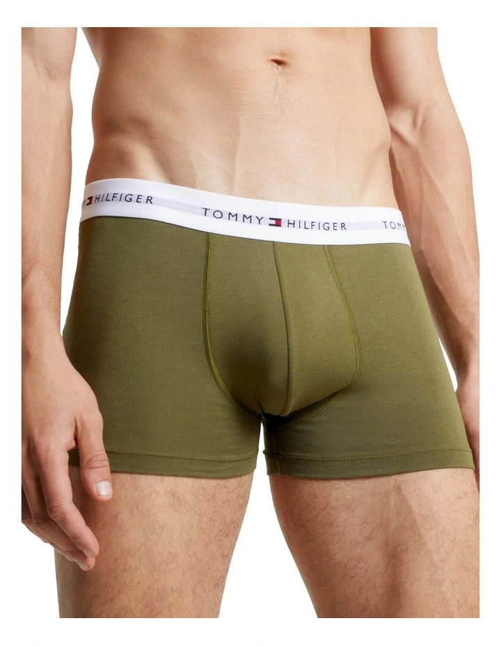 Signature Organic Cotton Essentials Trunks Pack of 3 in Navy/White/Grey/Roug image 3