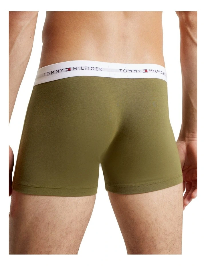 Signature Organic Cotton Essentials Trunks Pack of 3 in Navy/White/Grey/Roug image 4