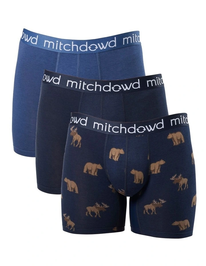 Bear And Moose Bamboo Comfort Trunk 3 Pack in Navy image 1