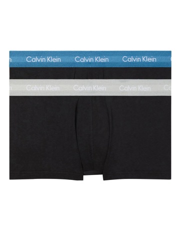 Cotton Stretch Low Rise Trunks 2 Pack in Black