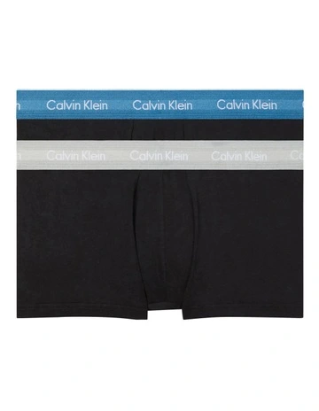 Cotton Stretch Low Rise Trunks 2 Pack in Black
