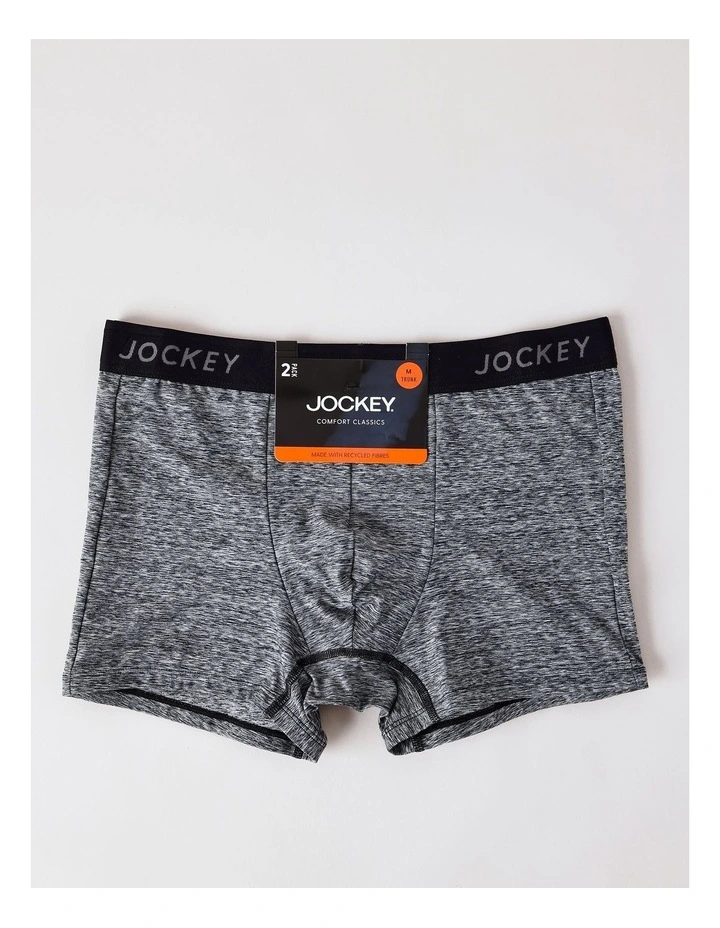 Comfort Classics Microfibre Marle Trunks Pack Of 2 in Black image 3