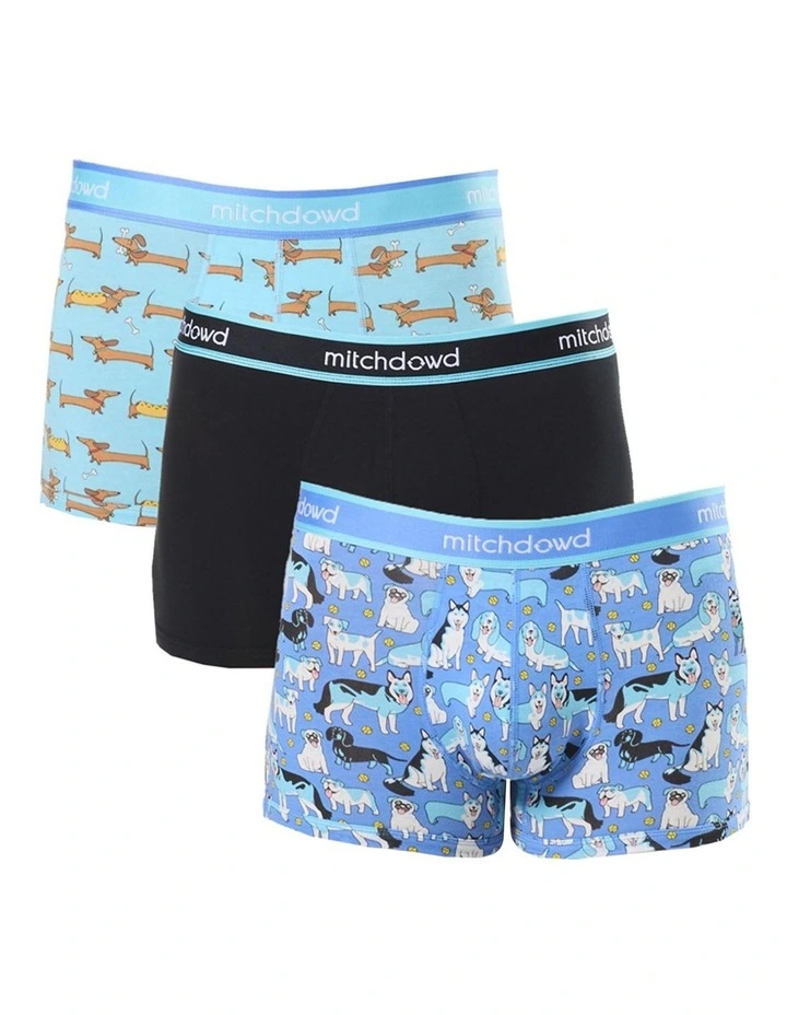 Doggone Blues Cotton Trunk 3 Pack in Blue image 1