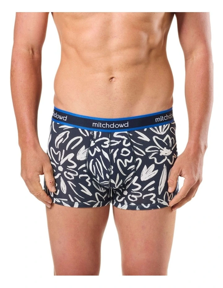 Painted Flowers Cotton Trunk 3 Pack in Navy image 2
