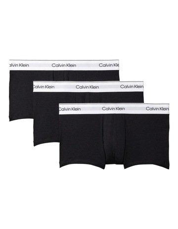 Modern Cotton Stretch Low Rise Trunks 3 Pack in Black