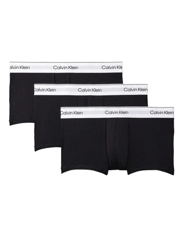 Modern Cotton Stretch Low Rise Trunks 3 Pack in Black