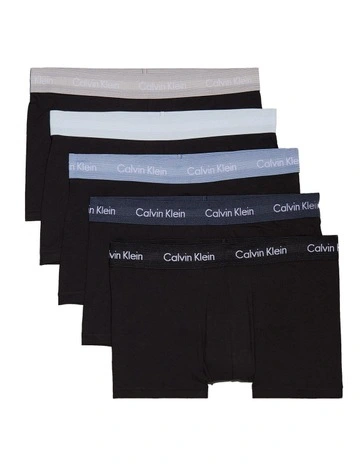 Cotton Stretch Low Rise Trunks 5 Pack in Black