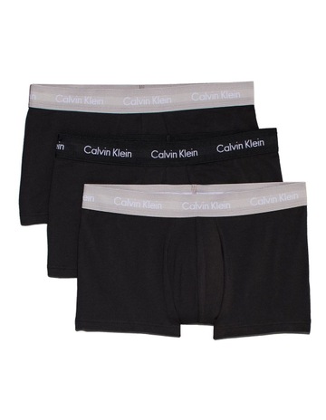 Cotton Stretch Low rise Trunks 3 Pack in Black
