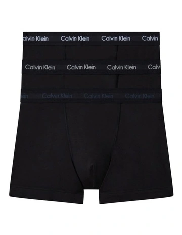 Cotton Stretch Trunks 3 Pack in Black