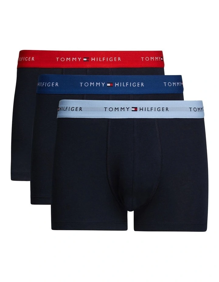 Signature Essential Logo Waistband Trunks 3-Pack in Multi image 1