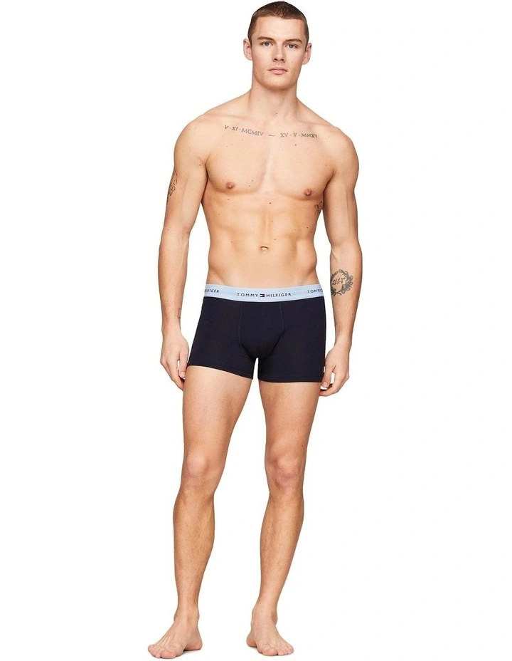 Signature Essential Logo Waistband Trunks 3-Pack in Multi image 2