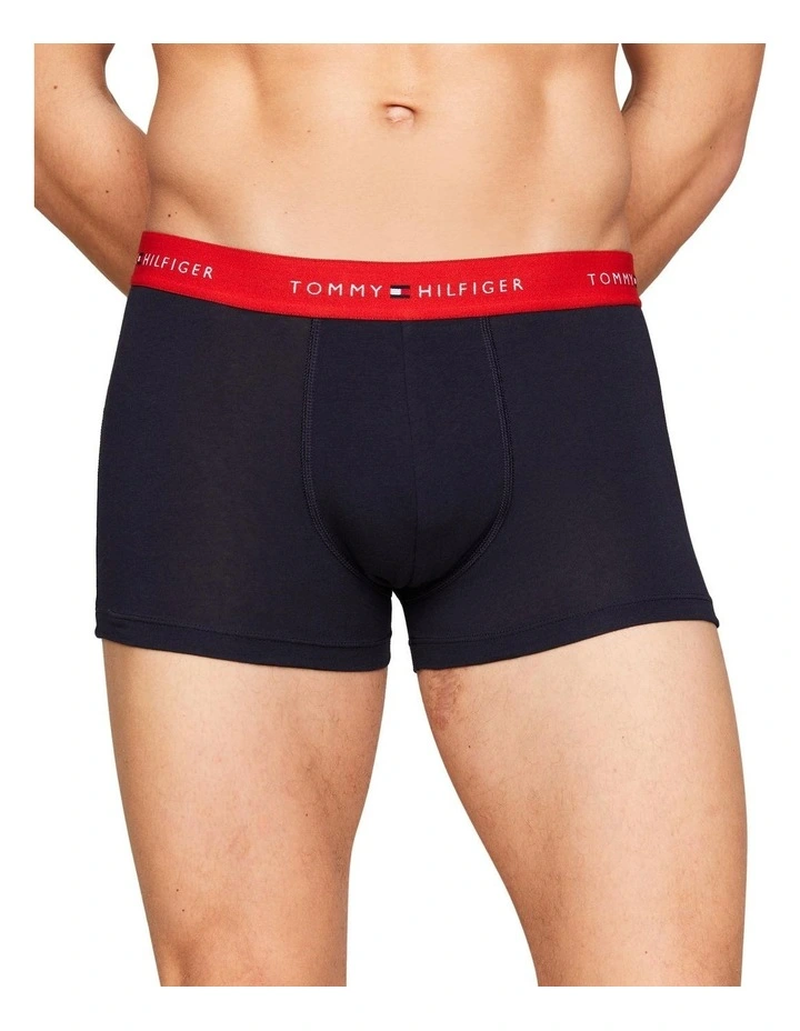 Signature Essential Logo Waistband Trunks 3-Pack in Multi image 4