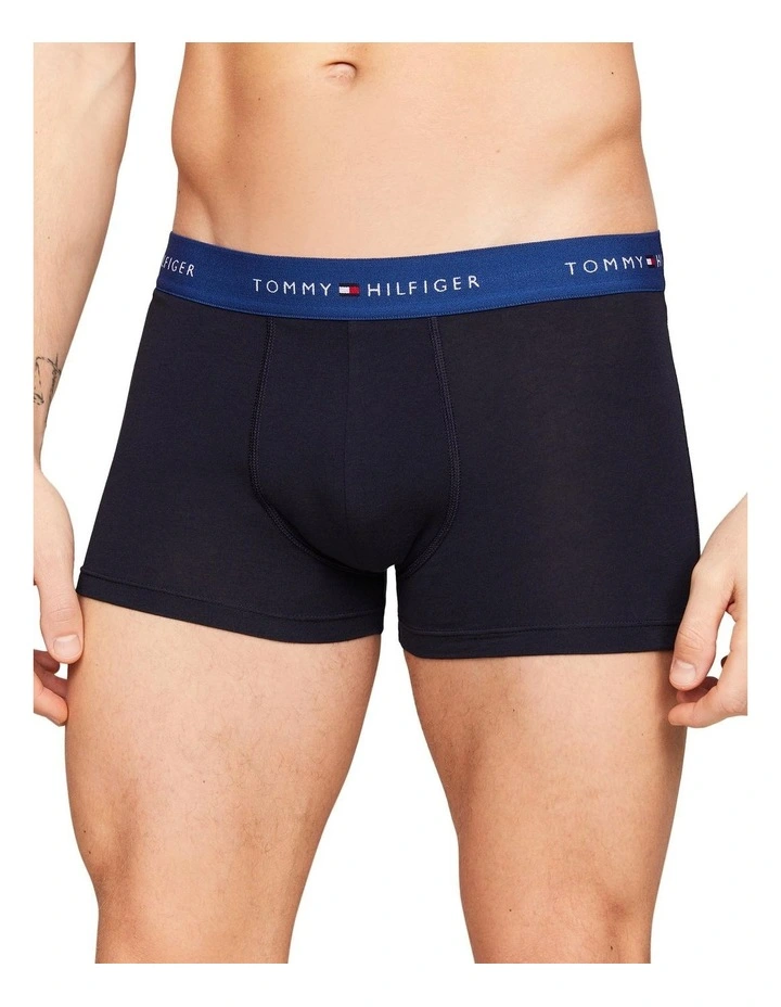 Signature Essential Logo Waistband Trunks 3-Pack in Multi image 5