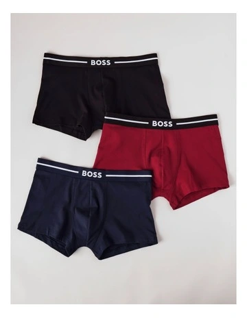 Bold Logo Cotton Stretch Trunks Pack Of 3 in Multi