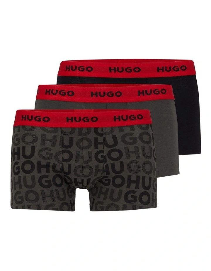 Triplet Cotton Stretch Trunks 3 Pack in Multi image 1