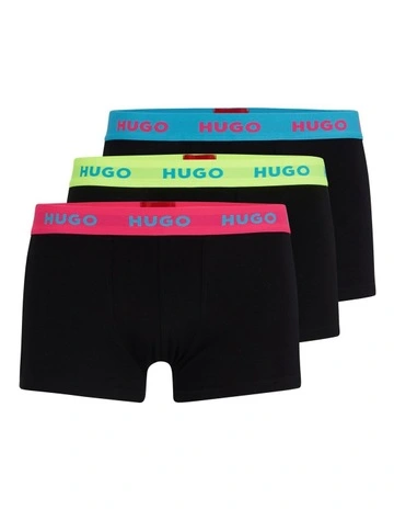 Triplet Cotton Stretch Trunks 3 Pack in Black