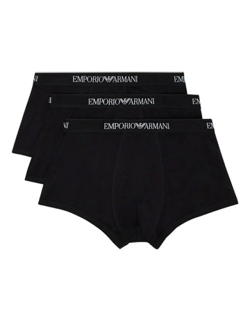 Cotton Stretch Trunks 3 Pack in Black