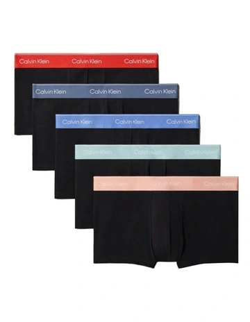 Icon Cotton Low Rise Trunks 5 Pack in Black