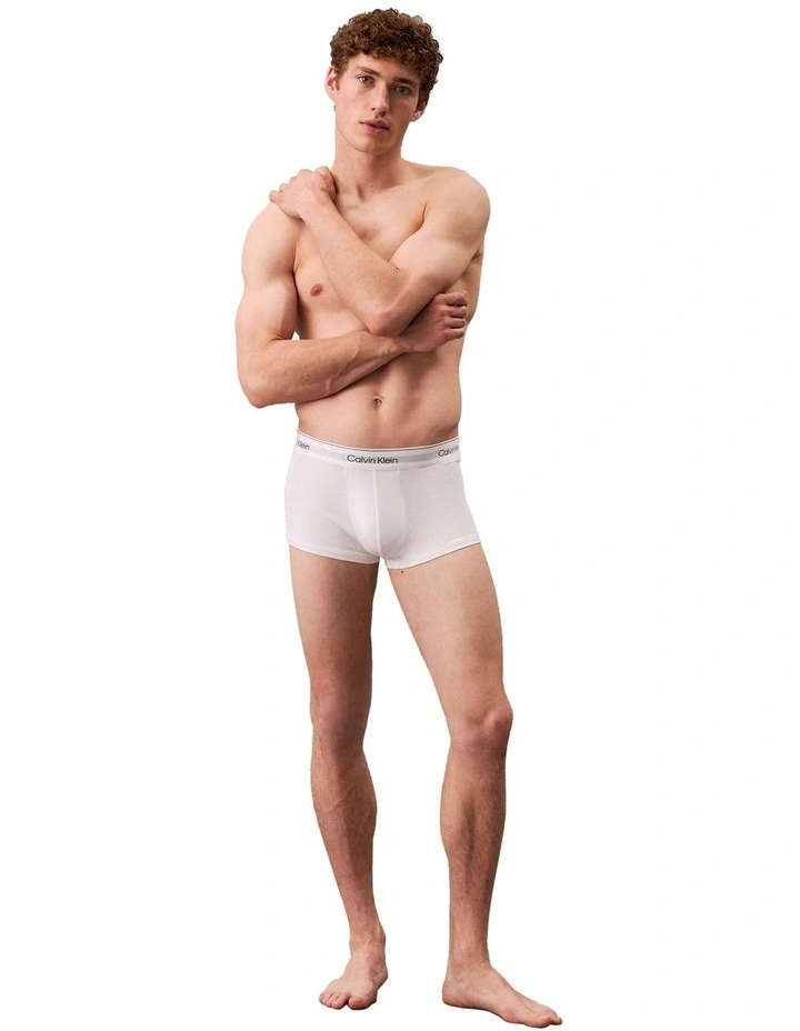 Icon Cotton Low Rise Trunks 3 Pack in White image 2