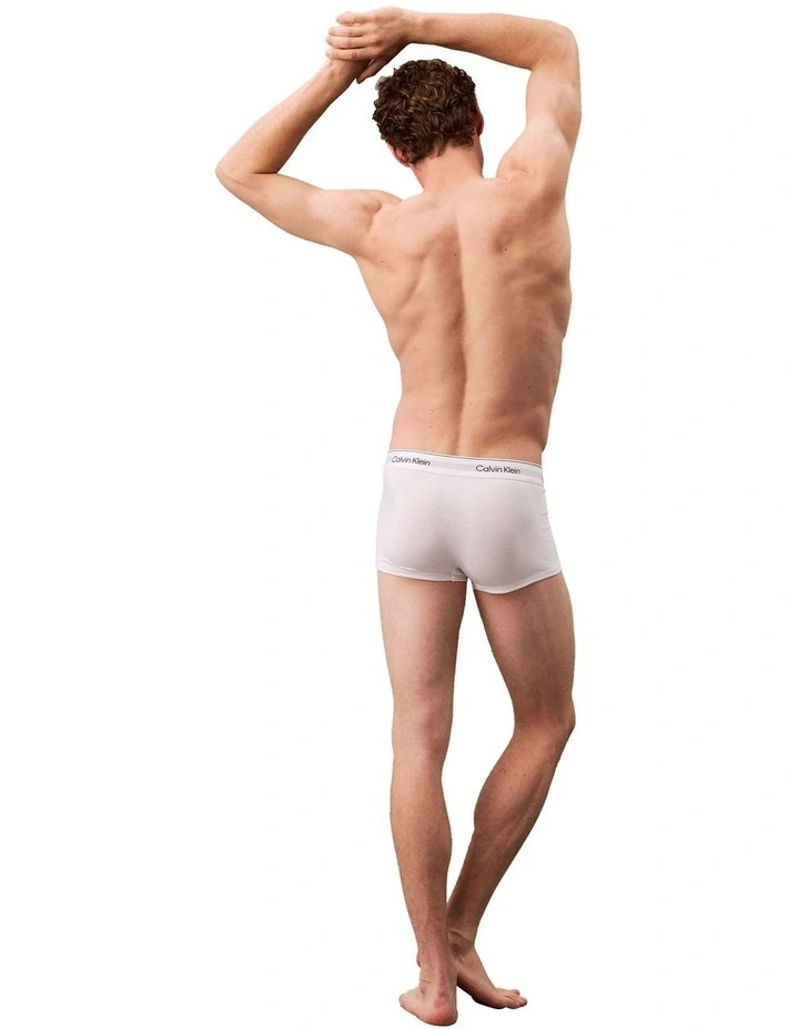 Icon Cotton Low Rise Trunks 3 Pack in White image 3