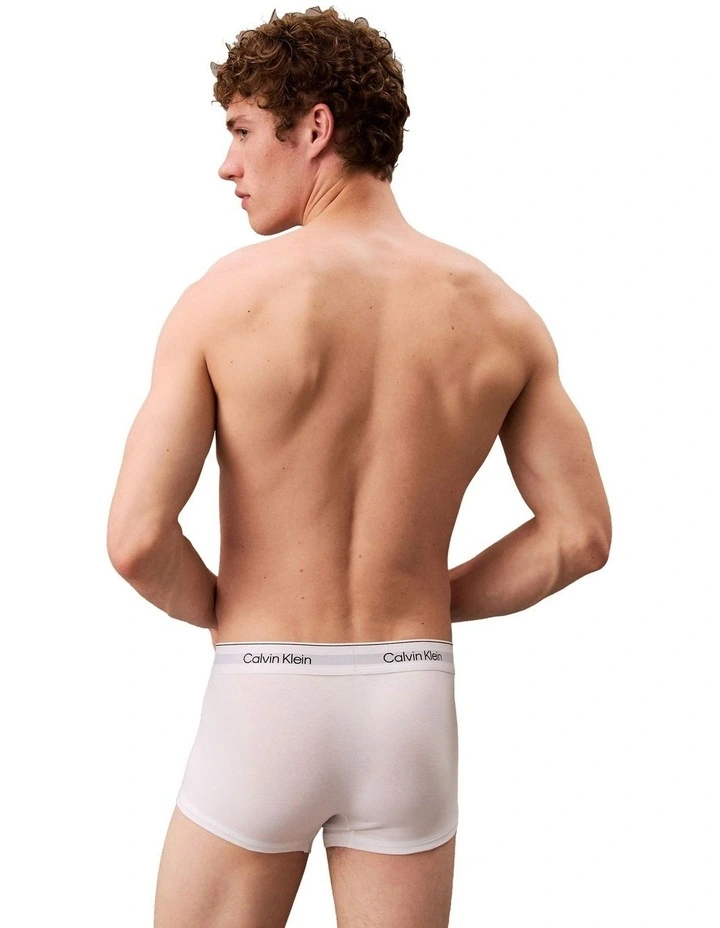 Icon Cotton Low Rise Trunks 3 Pack in White image 6