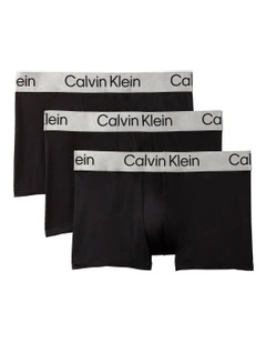 Brushed Microfibre Stretch Trunks 3 Pack in Black