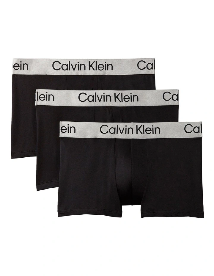 Brushed Microfibre Stretch Trunks 3 Pack in Black image 1