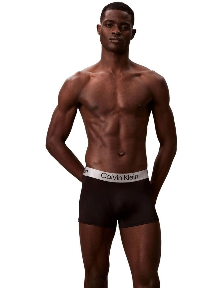 Brushed Microfibre Stretch Trunks 3 Pack in Black image 2