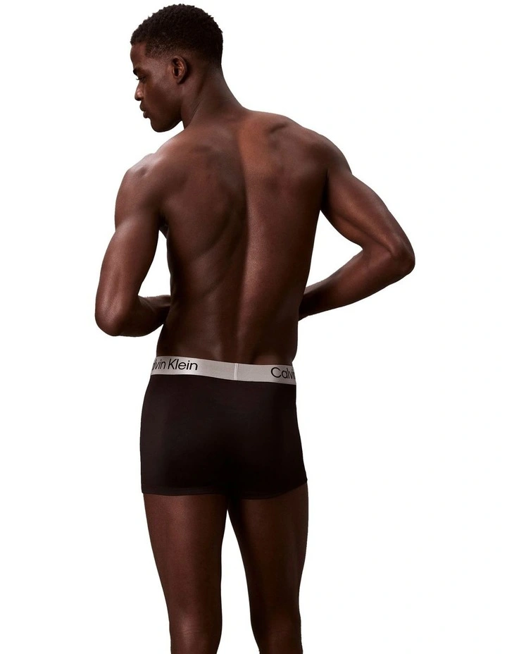Brushed Microfibre Stretch Trunks 3 Pack in Black image 3