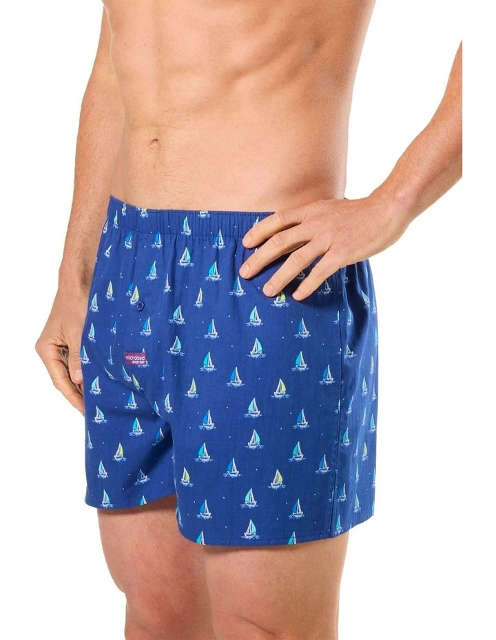 5 Pack Cotton Woven Boxer Shorts - Summer Seas image 3