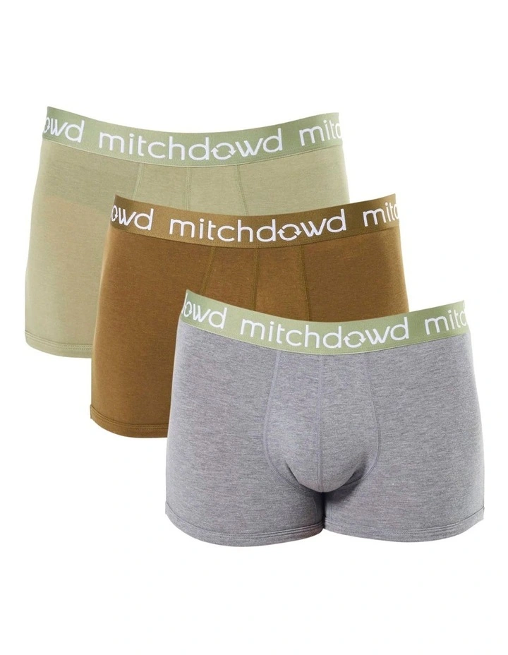 Plain Bamboo Trunks 3 Pack in Multi image 1