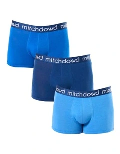 Plain Bamboo Trunks Pack Of 3 in Blue