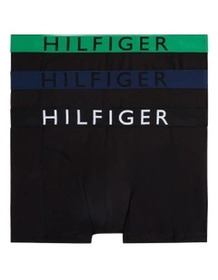3 Pack Hilfiger Cotton Waistband Trunks in Black