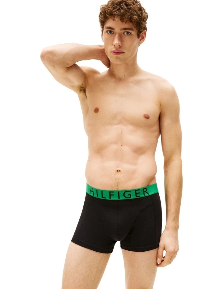 3 Pack Hilfiger Cotton Waistband Trunks in Black image 4