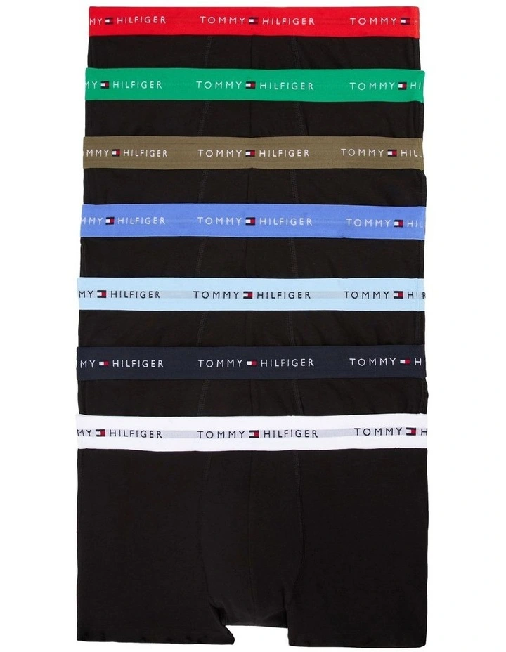 Signature Logo Waistband Trunks 7-Pack in Multi image 1