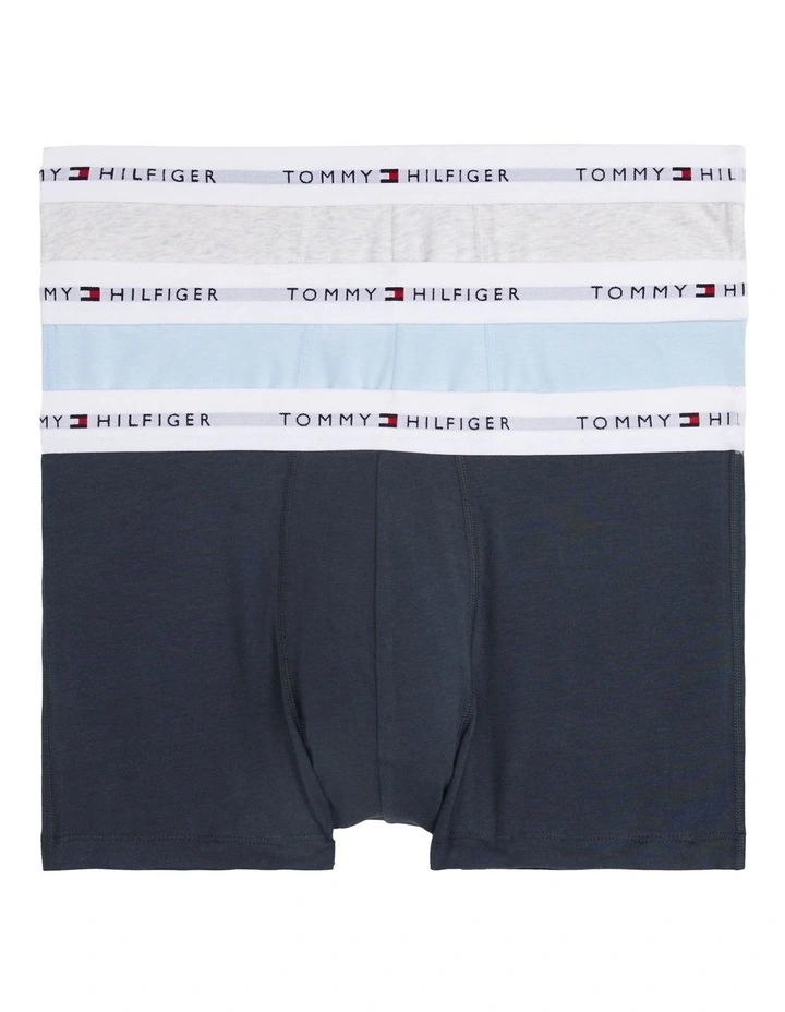 Logo Waistband Trunks 3-Pack in Blue image 1