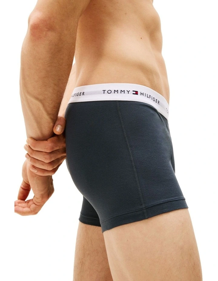 Logo Waistband Trunks 3-Pack in Blue image 3