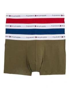 Logo Waistband Trunks 3 Pack in Multi