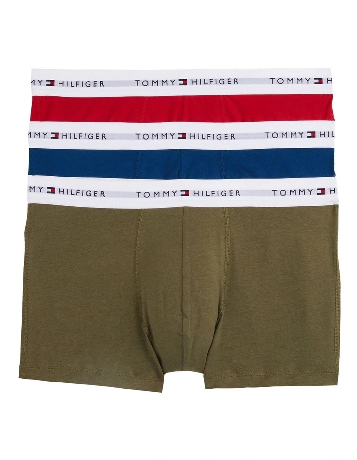 Logo Waistband Trunks 3 Pack in Multi image 1