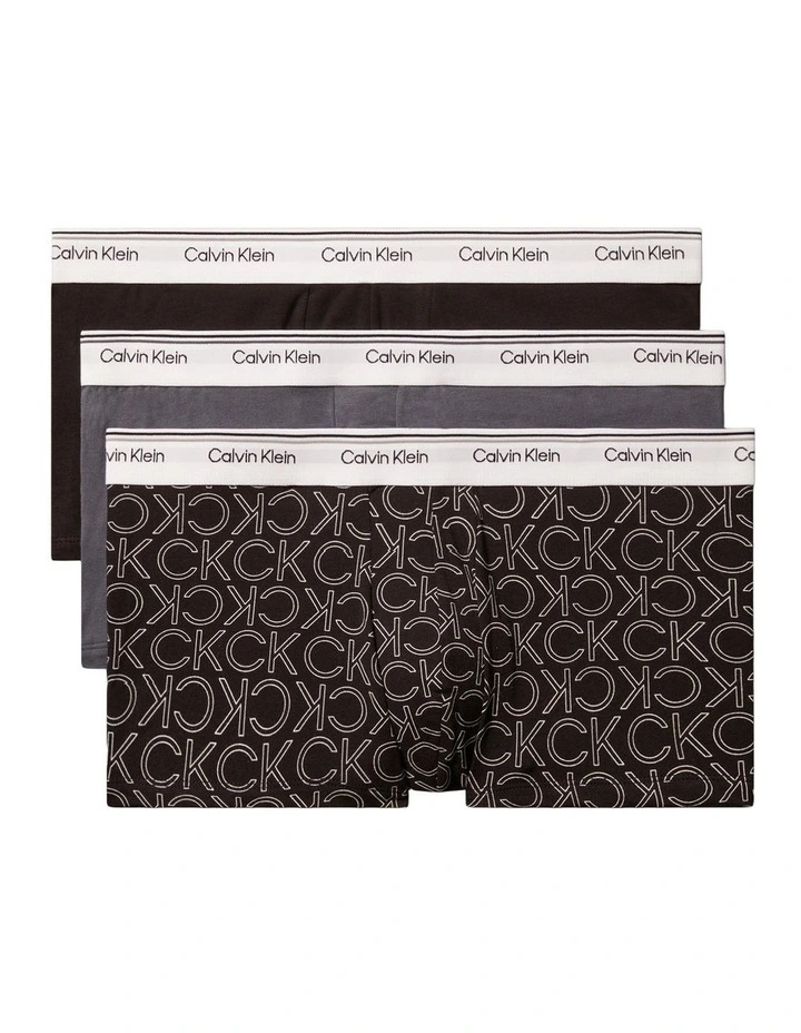 Balance Cotton Stretch Low Rise Trunks 3 Pack in Multi image 1