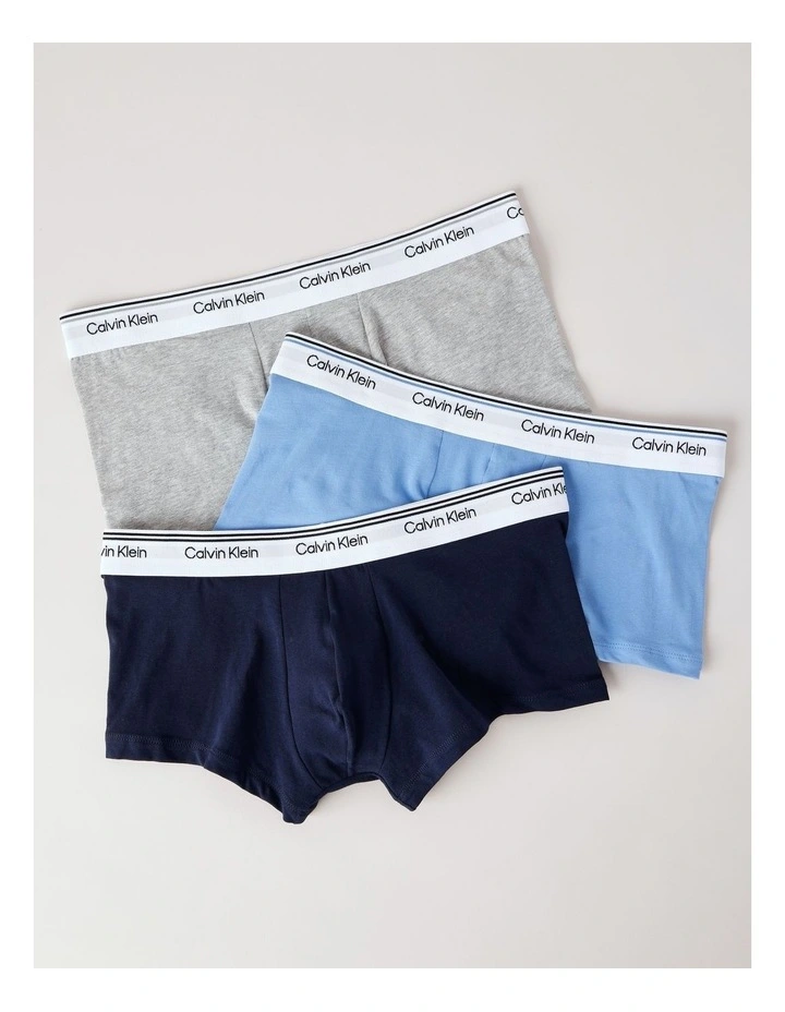 Balance Cotton Stretch Low Rise Trunks 3 Pack in Multi image 1