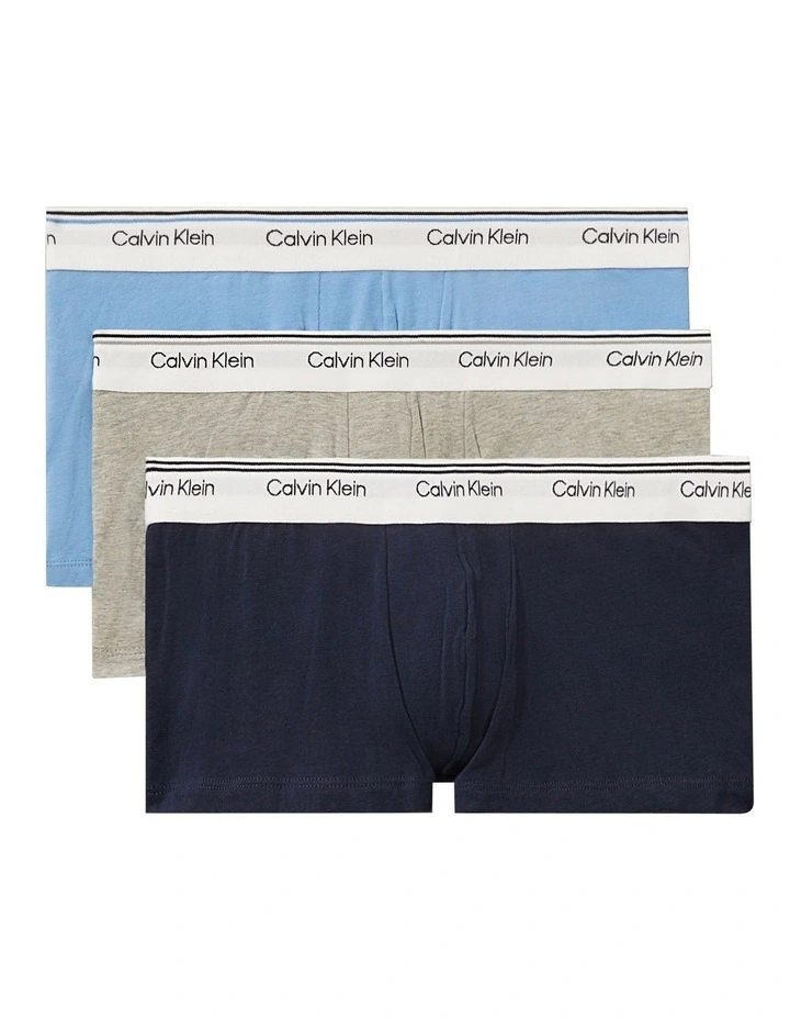 Balance Cotton Stretch Low Rise Trunks 3 Pack in Multi image 1