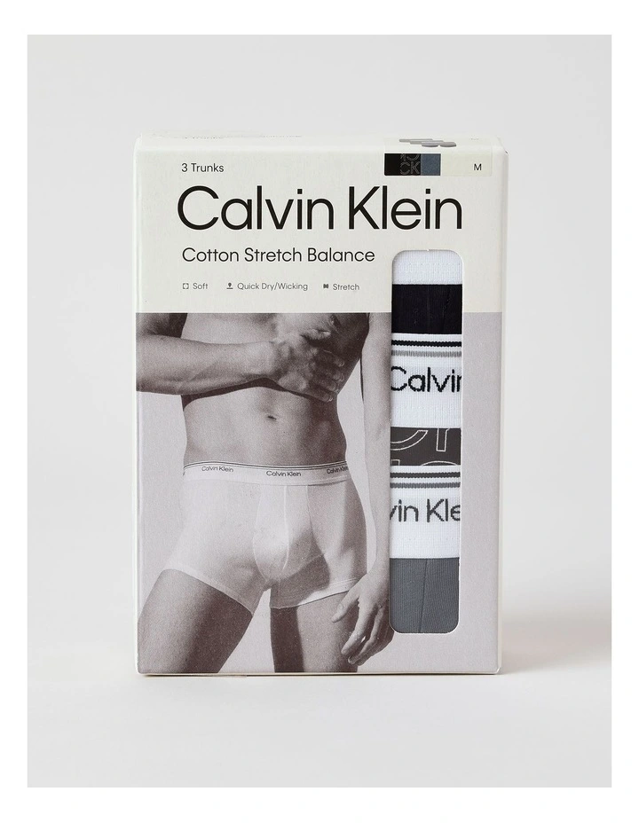 Balance Cotton Stretch Trunks 3 Pack in Multi image 3