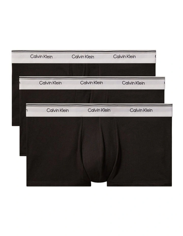 Balance Cotton Stretch Low Rise Trunks 3 Pack in Black image 1