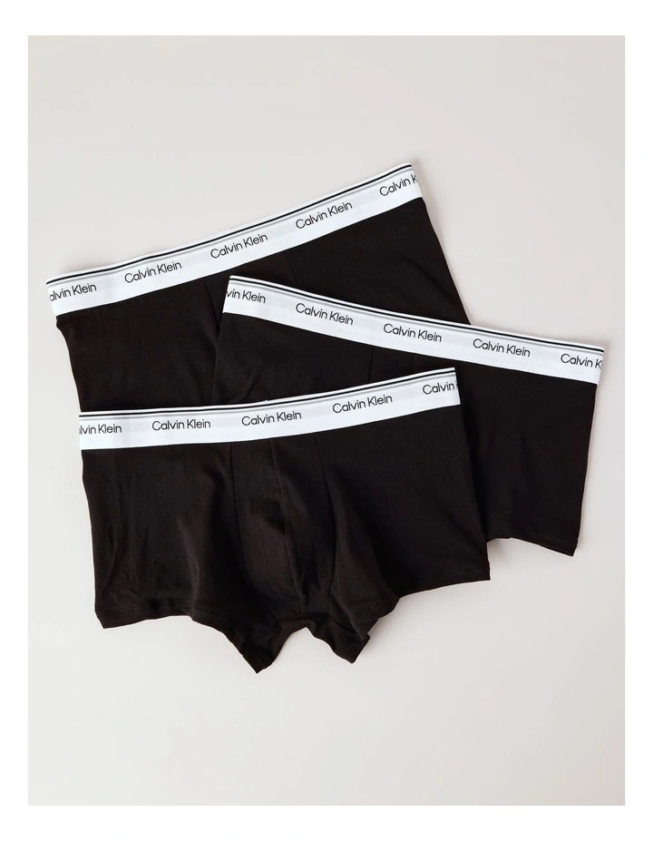 Balance Cotton Stretch Low Rise Trunks 3 Pack in Black image 1