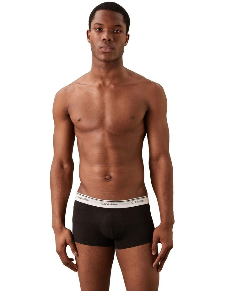 Balance Cotton Stretch Low Rise Trunks 3 Pack in Black image 4