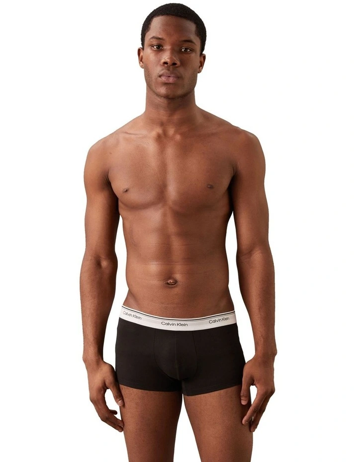 Balance Cotton Stretch Low Rise Trunks 3 Pack in Black image 4