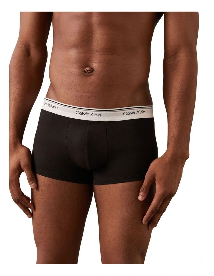 Balance Cotton Stretch Low Rise Trunks 3 Pack in Black image 5