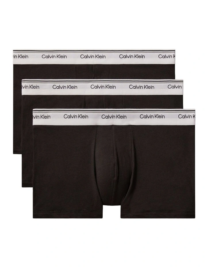 Balance Cotton Stretch Trunks 3 Pack in Black image 1